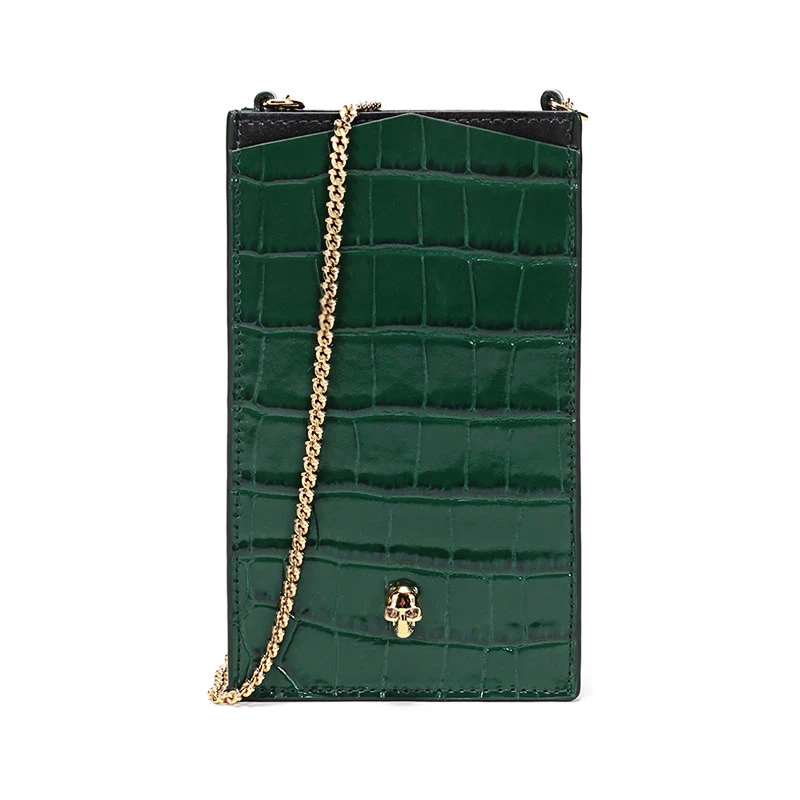 商品[国内直发] Alexander McQueen|ALEXANDER MCQUEEN 深绿色女士手机包 632035-1JMHG-3150,价格¥2046,第1张图片详细描述