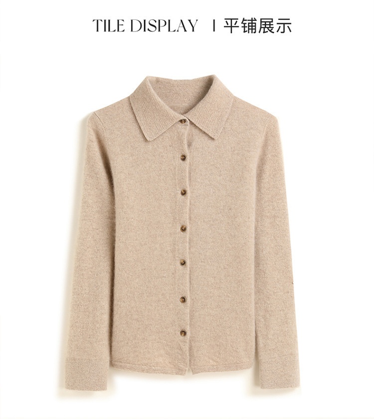 商品[国内直发] GLENVINTEN|格岚云顿英国品牌POLO领针织羊绒衬衫女修身显瘦羊绒开衫23秋冬新款女士气质打底衫,价格¥526,第27张图片详细描述