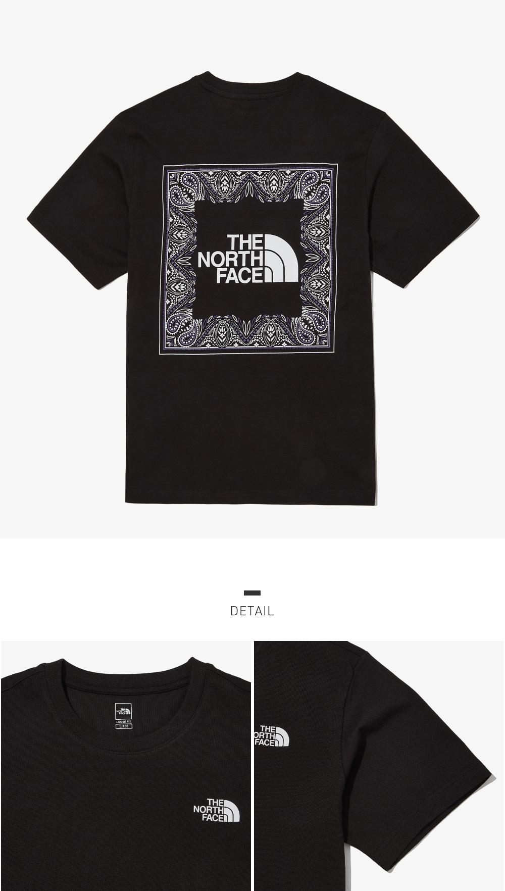 商品The North Face|【保税仓极速直发】The North Face 北面 后背腰果花 大标 黑色 休闲 短袖T恤 NT7UN48A BLK,价格¥203,第2张图片详细描述