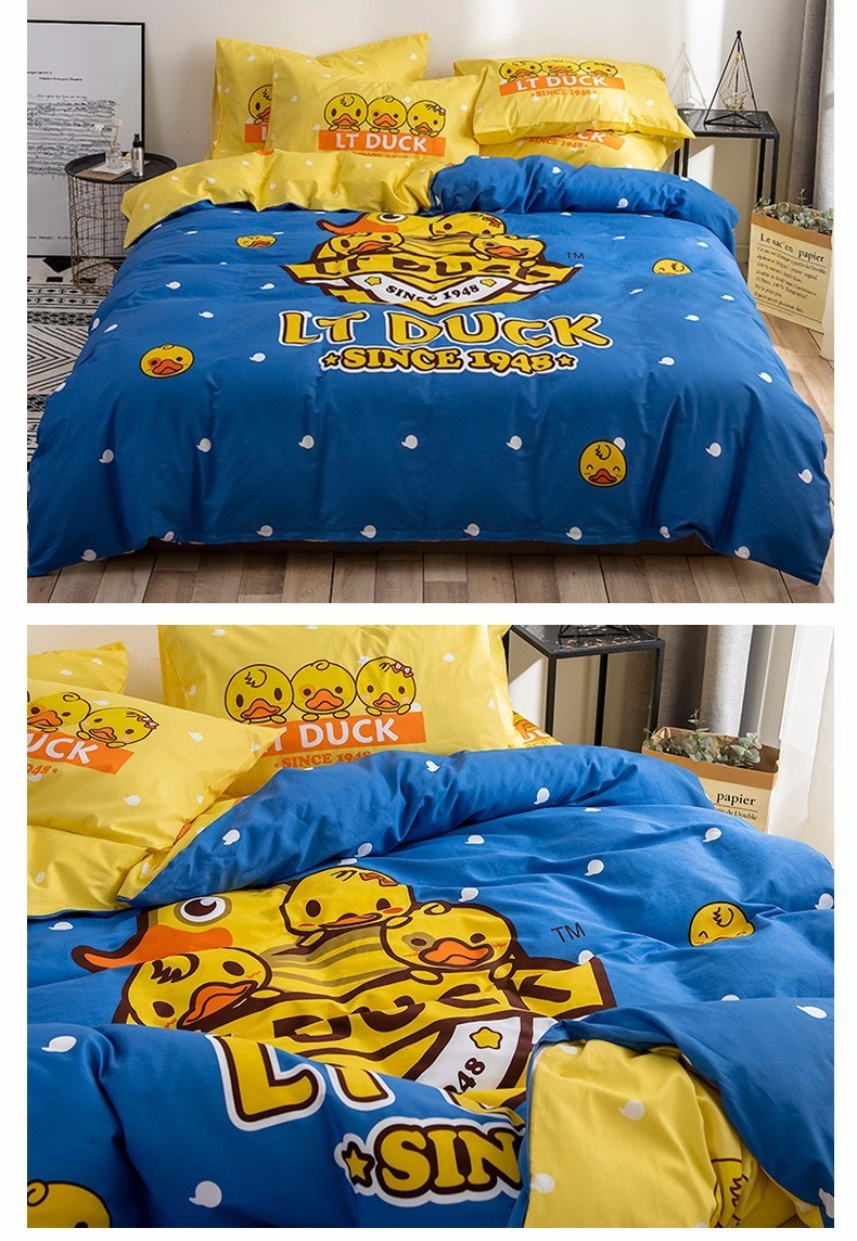 商品[国内直发] LT DUCK|小黄鸭 LT DUCK 全棉四件套 纯棉卡通可爱床上用品全棉双人床单被套200*230cm LTDUCK 经典黄 1.5/1.8米床适用,价格¥430,第9张图片详细描述