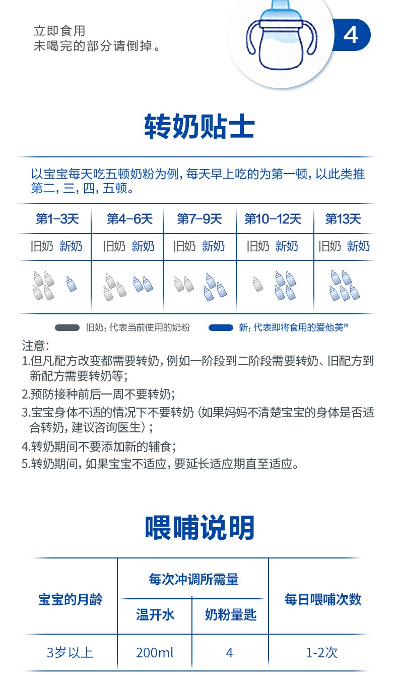 商品Aptamil|澳洲爱他美 白金装 婴幼儿奶粉 4段 900g 3岁以上（国内保税发货）,价格¥532,第8张图片详细描述