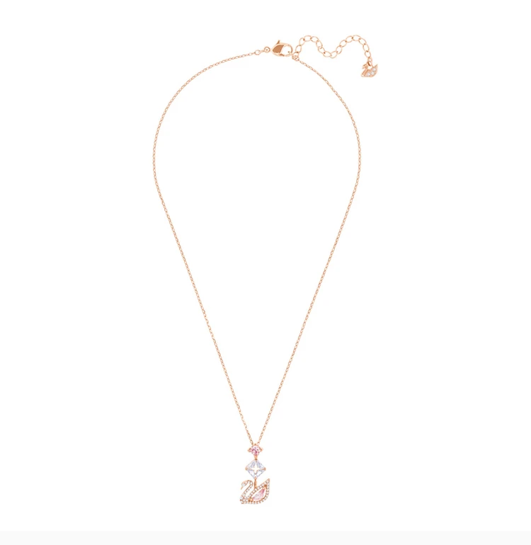 商品[国内直发] Swarovski|Swarovski 施华洛世奇 女士镀玫瑰金色粉色天鹅吊坠项链 5473024,价格¥515,第4张图片详细描述