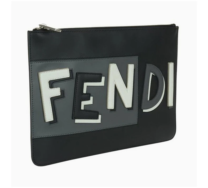 商品[国内直发] Fendi|Fendi 芬迪 男士黑灰色白色皮革手拿包 7N0078-A0YU-F0P7D,价格¥5972,第5张图片详细描述