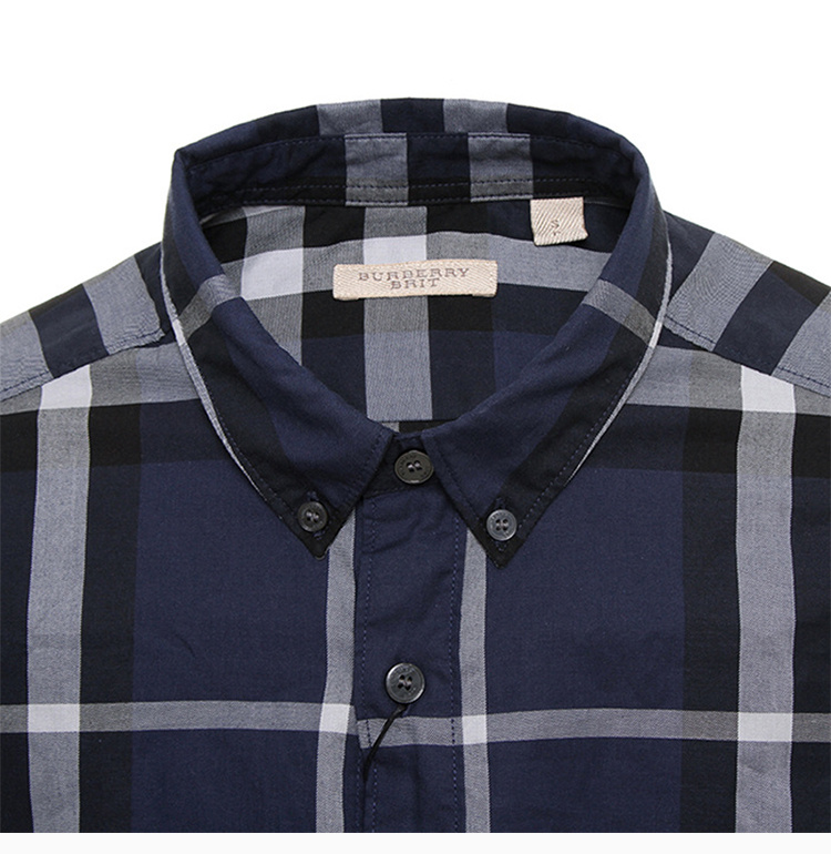 商品Burberry|Burberry 博柏利 男士深蓝色长袖衬衫 3901532,价格¥1202,第10张图片详细描述