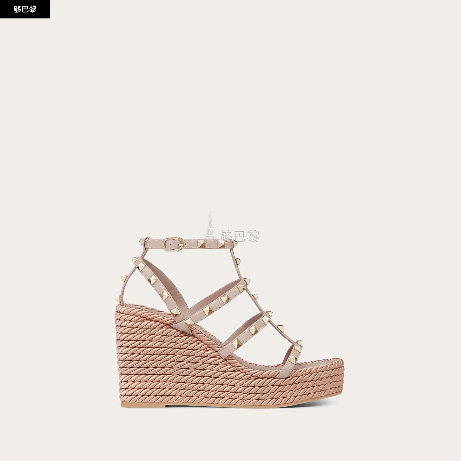 商品Valentino|【预售】 华伦天奴 25春夏 女士 坡跟鞋 SANDALES COMPENSÉES ROCKSTUD À BRIDES EN VEAU. TALON : 95 MM 4W2S0F95BAE_P45 ,价格¥6855,第2张图片详细描述