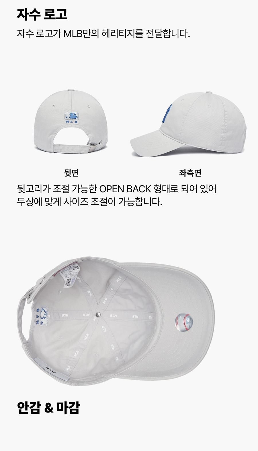 商品MLB|【韩国直��邮|包邮包税】美联棒MLB 灰白色 蓝NY标 棒球帽 遮阳帽 3ACP6601NK002450GRSFREE,价格¥185,第6张图片详细描述