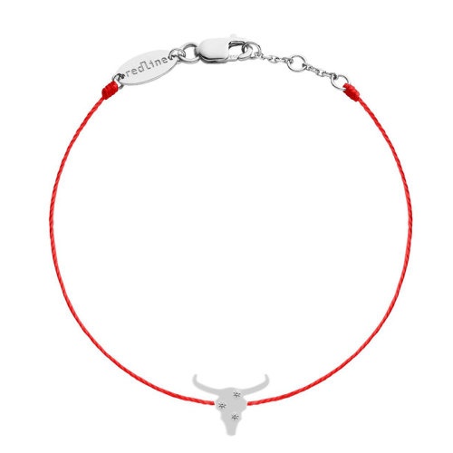 商品Redline|【预售一周】redline/redline Lucky Ox系列 18K金牛头形状镶嵌三颗钻石细绳小红绳本命年手链（三种金属可选）,价格¥4247,第4张图片详细描述
