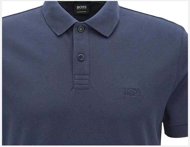 商品Hugo Boss|Hugo Boss 雨果博斯 男士纯色纯棉刺绣BOSS胸标时尚休闲短袖POLO衫 PIRO-50388956-410,价格¥726,第9张图片详细描述