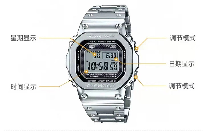 商品Casio|卡西欧（CASIO）G-SHOCK 潮流复古运动电子防水手表男 GMW-B5000D-1PR-银色-GMW-B5000D-1PR,价格¥2357,第2张图片详细描述