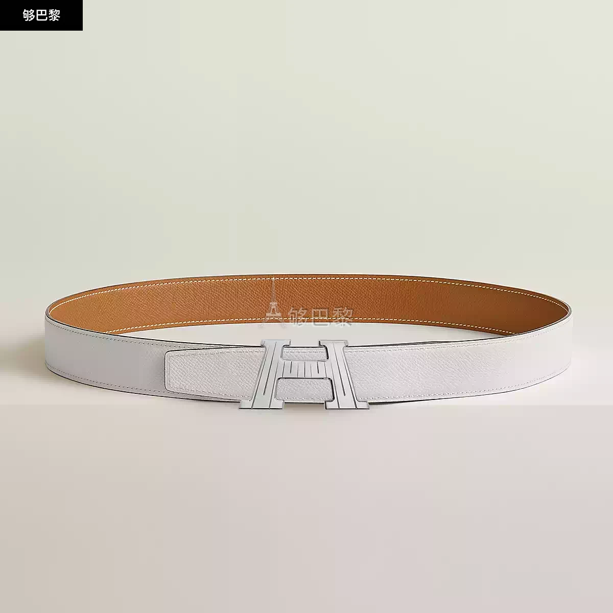 商品Hermes|【预售】 爱马仕 24秋冬 男士 腰带 Boucle de ceinture H Take Off & Cuir de ceinture réversible 32 mm H010495UB86 | H075394CAGB,价格¥8522,第4张图片详细描述
