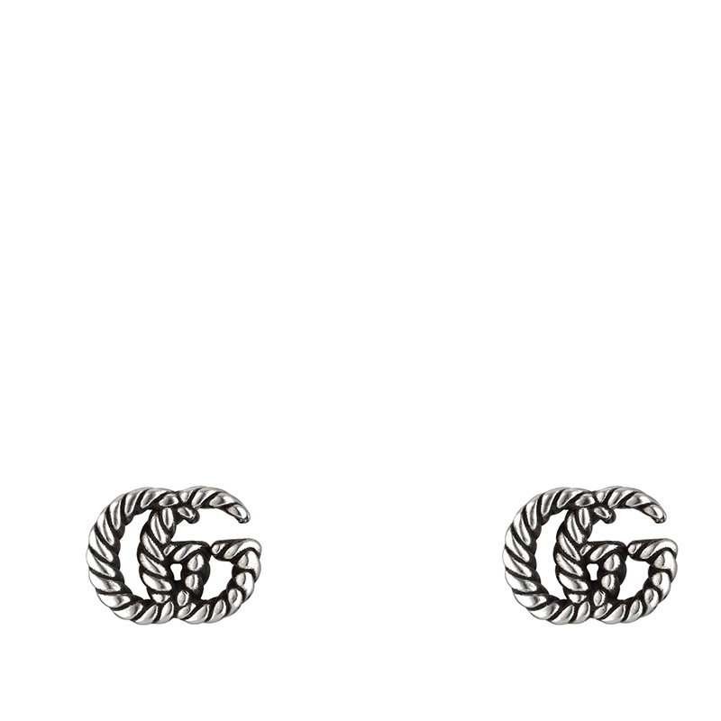 商品Gucci|GUCCI/古驰 Double G系列 925银双G纺锤花边耳环,价格¥2383,第4张图片详细描述