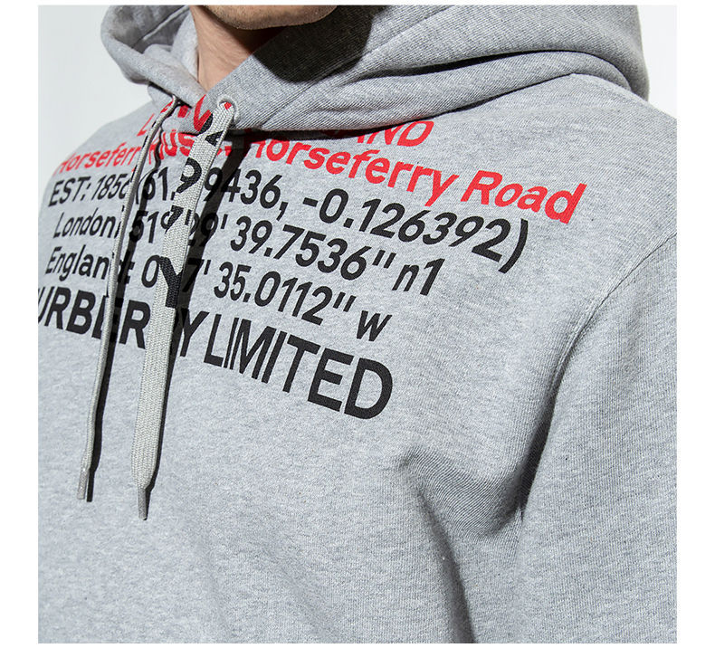 商品Burberry|BURBERRY 男士灰色棉质连帽卫衣 8048283,价格¥3383,第10张图片详细描述