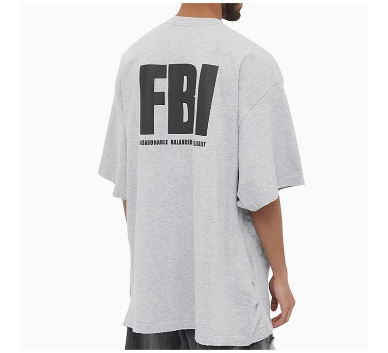 商品Balenciaga|BALENCIAGA 男士灰色棉质短袖T恤 681314-TLVG9-1380,价格¥2379,第6张图片详细描述
