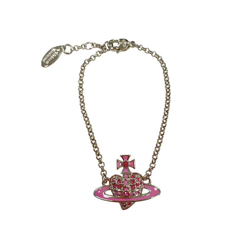 商品Vivienne Westwood|VIVIENNE WESTWOOD/西太后 女士粉色徽标心形手链,价格¥640,第2张图片详细描述
