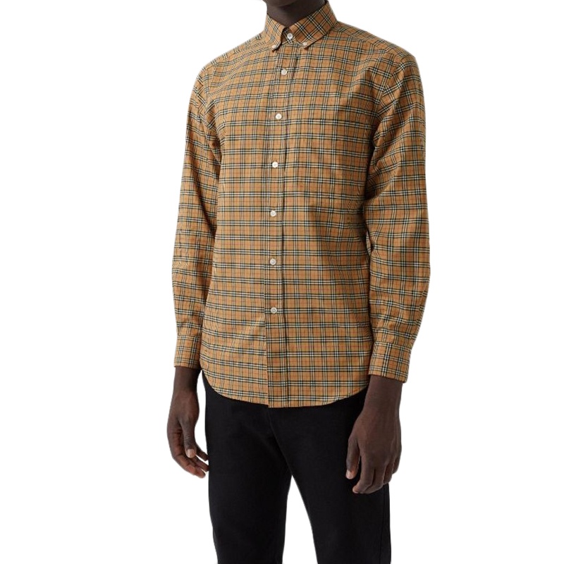 商品Burberry|【现货】博柏利 经典款 男士典藏米色棉质小格纹长袖衬衫80042631,价格¥1600,第4张图片详细描述