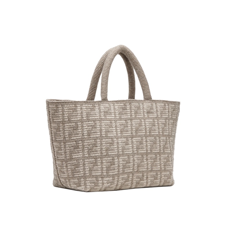 商品Fendi|芬迪 23新款 女士大号灰褐色羊绒混纺手提购物袋,价格¥15599,第3张图片详细描述