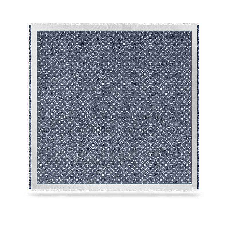 商品Louis Vuitton|【现货】路易威登 女蓝色Monogram桑蚕丝方巾披肩M71376,价格¥4317,第6张图片详细描述