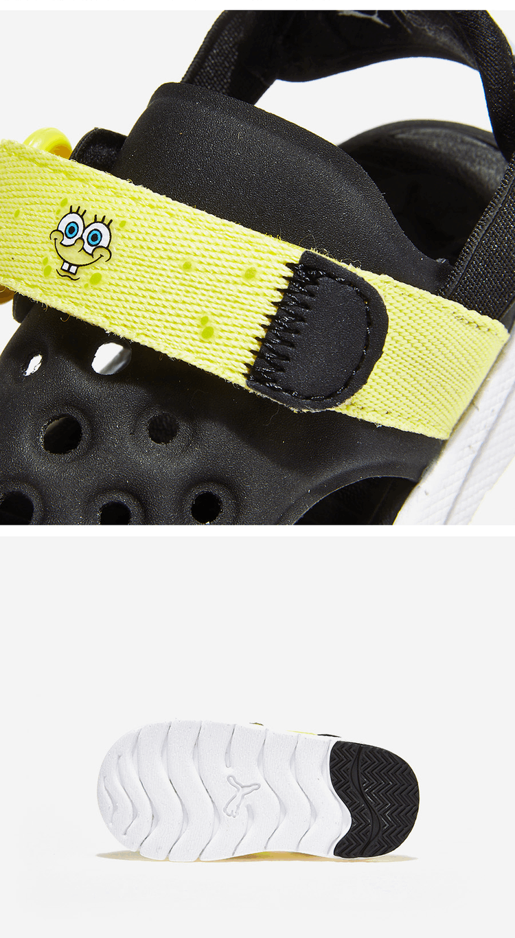商品Puma|【Brilliant|包邮包税】彪马 Puma Evolve Sandal Spongebob AC Inf 儿童  凉鞋 沙滩鞋 运动凉鞋 拖鞋  PKI39119101 PUMA Black-Lucent Yellow-PUMA White-Vivi,价格¥234,第3张图片详细描述