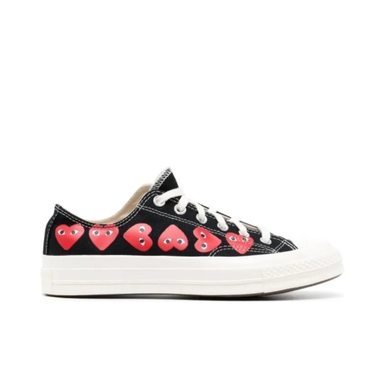 商品[国内直发] Comme des Garcons|ConversexCDG Play 帆布 圆头系带 低帮 板鞋 男女同款 黑色,价格¥1117,第3张图片详细描述