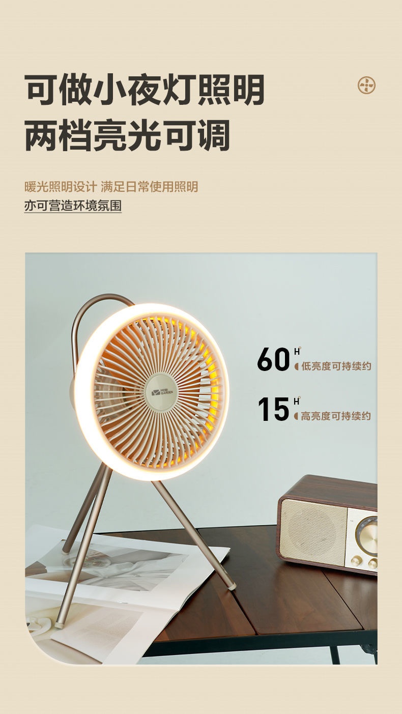 商品[国内直发] MobiGarden|精致露营风扇户外用品帐篷灯吊扇家用办公室桌面充电照明,价格¥349,第28张图片详细描述