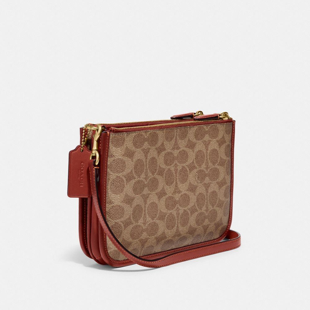 商品[国内直发] Coach|蔻驰女包Turnlock 22经典老花帆布配皮拉链单肩斜挎包小号 卡其色 C6661 B4NQ4,价格¥806,第5张图片详细描述