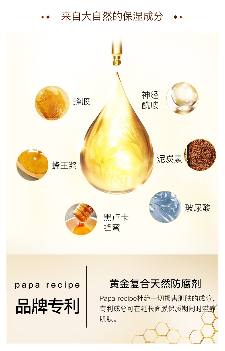 商品PAPA RECIPE|paparecipe春雨黑卢卡蜂蜜清洁黑面膜10片/盒,价格¥96,第6张图片详细描述