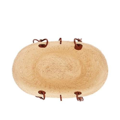 商品Loewe|【包税】LOEWE/罗意威 Basket系列 女士原色/棕褐色棕榈纤维配牛皮革徽标压纹贴片单肩手提包A223T43X02-2435,价格¥7390,第4张图片详细描述
