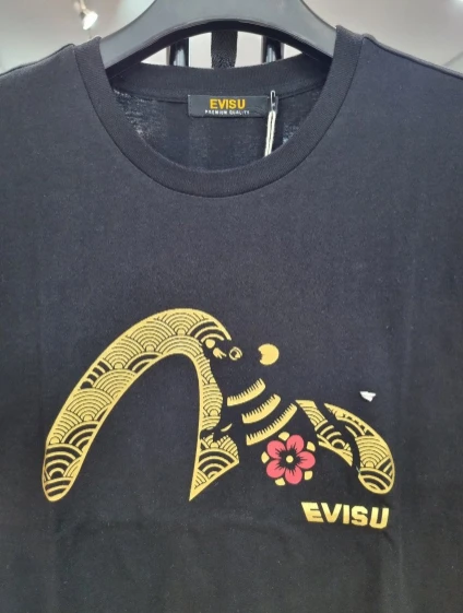 商品Evisu|【享贝家】（国内现货-QD）EVISU 福神 米奇图案logo短袖T恤 男女同款 ES1UTS702,价格¥148,第9张图片详细描述