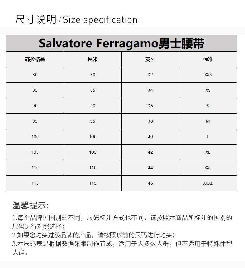 商品Salvatore Ferragamo|SALVATORE FERRAGAMO 黑色男士腰带 679750-671502,价格¥2113,第5张图片详细描述