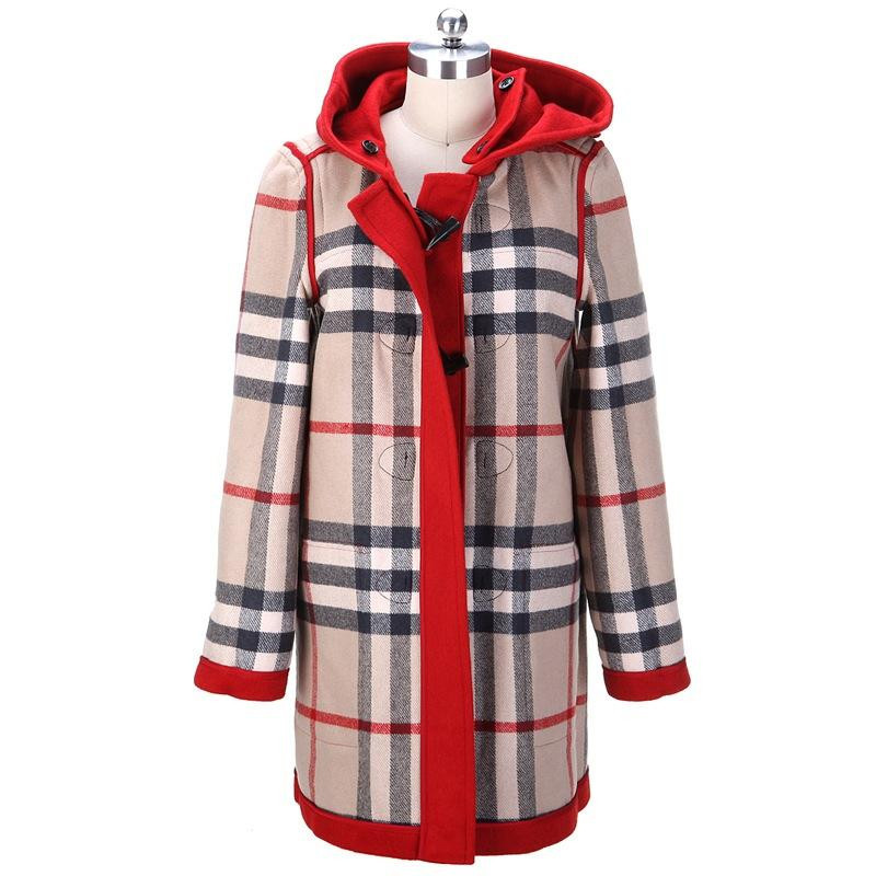 商品Burberry|Burberry 博柏利 女士红色羊毛牛角扣大衣 3844784,价格¥4749,第6张图片详细描述