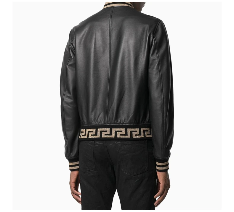 商品[国内直发] Versace|VERSACE 男士黑色纳帕皮革飞行员夹克 A818901-L001762-B150,价格¥18209,第6张图��片详细描述