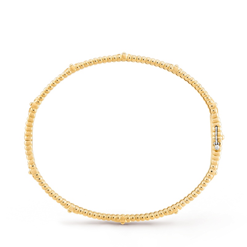 商品Van Cleef & Arpels|Van Cleef & Arpels/梵克雅宝 Perlée sweet trèfles系列 18K金黄金镶嵌钻石四叶草手镯VCARP6X600,价格¥137762,第3张图片详细描述