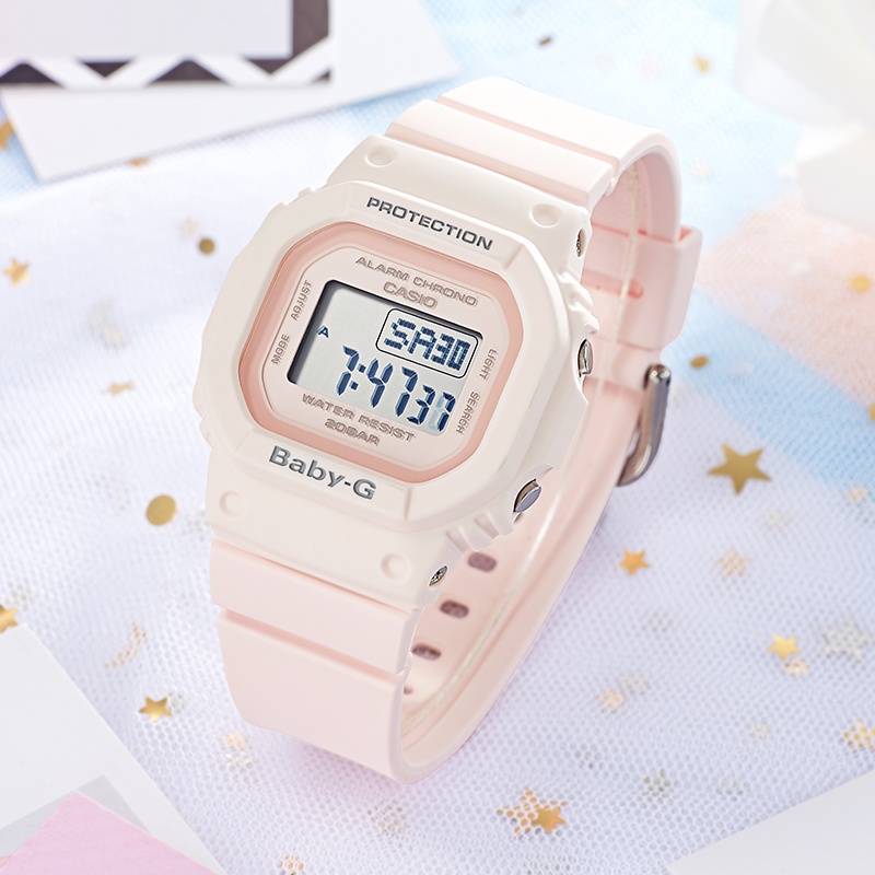 商品[国内直发] Casio|爆款卡西欧女表baby-g防水淡粉小方块手表,价格¥442,第1张图片详细描述