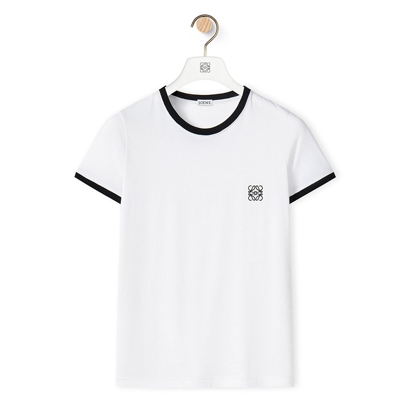商品Loewe|LOEWE/罗意威 22年秋冬新款 女士白色纯棉对比色滚边T恤,价格¥3059,第6张图片详细描述
