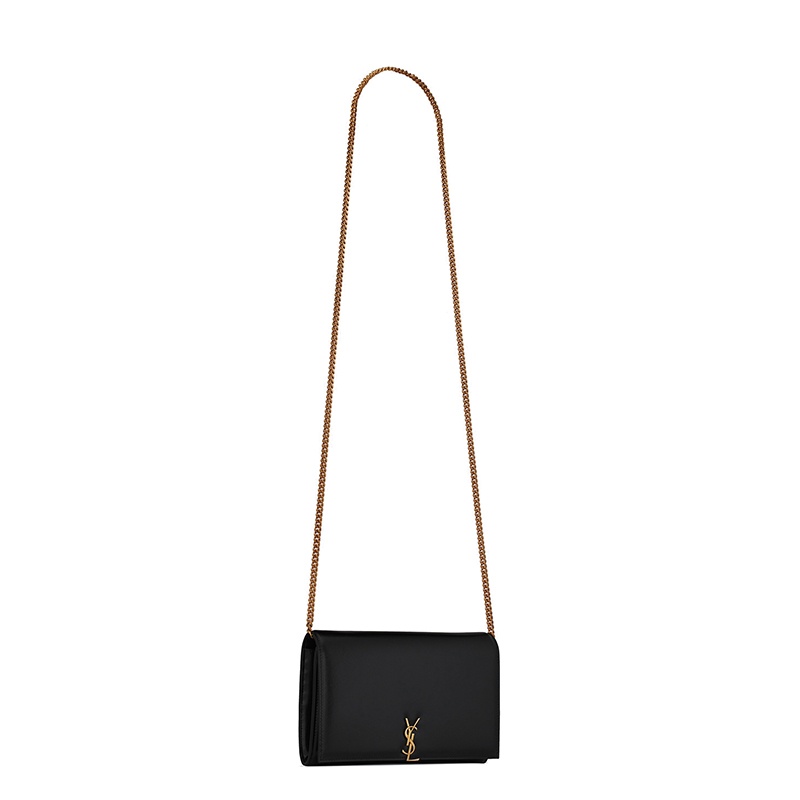 商品Yves Saint Laurent|SAINT LAURENT PARIS/圣罗兰 黑色光滑亮面皮革交织字母链条斜挎包,价格¥12360,第5张图片详细描述