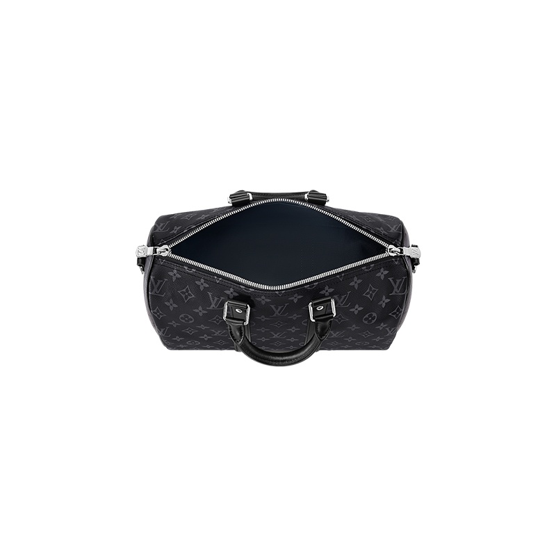 商品Louis Vuitton|【预售十天】路易威登Keepall 35男士黑色交织字母帆布配皮可调节可拆卸肩带手提包 M46655,价格¥19152,第4张图片详细描述
