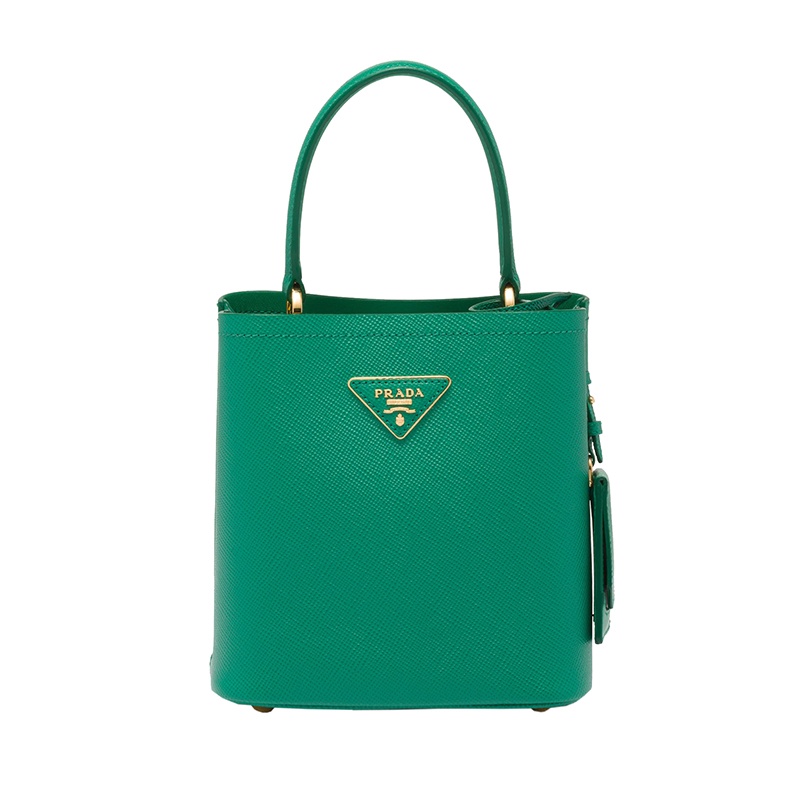 商品Prada|PRADA/普拉达 22新款 Panier系列 女士小号芒果绿saffiano皮革金色徽标磁扣拆卸肩带皮革手柄单肩手提斜��挎包1BA217_2ERX_F0458_V_OOO,价格¥19656,第5张图片详细描述