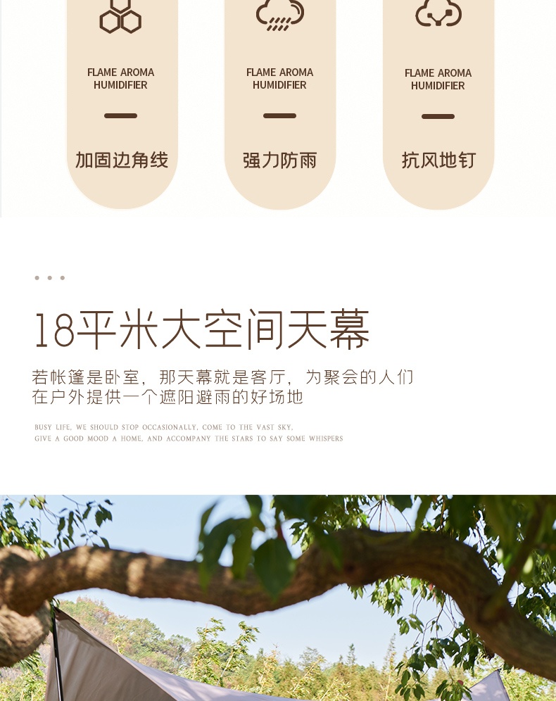 商品[国内直发] OLYMMONS|天幕帐篷户外防风防晒涂银野餐露营装备六角��蝶形遮阳棚野炊,价格¥332,第8张图片详细描述