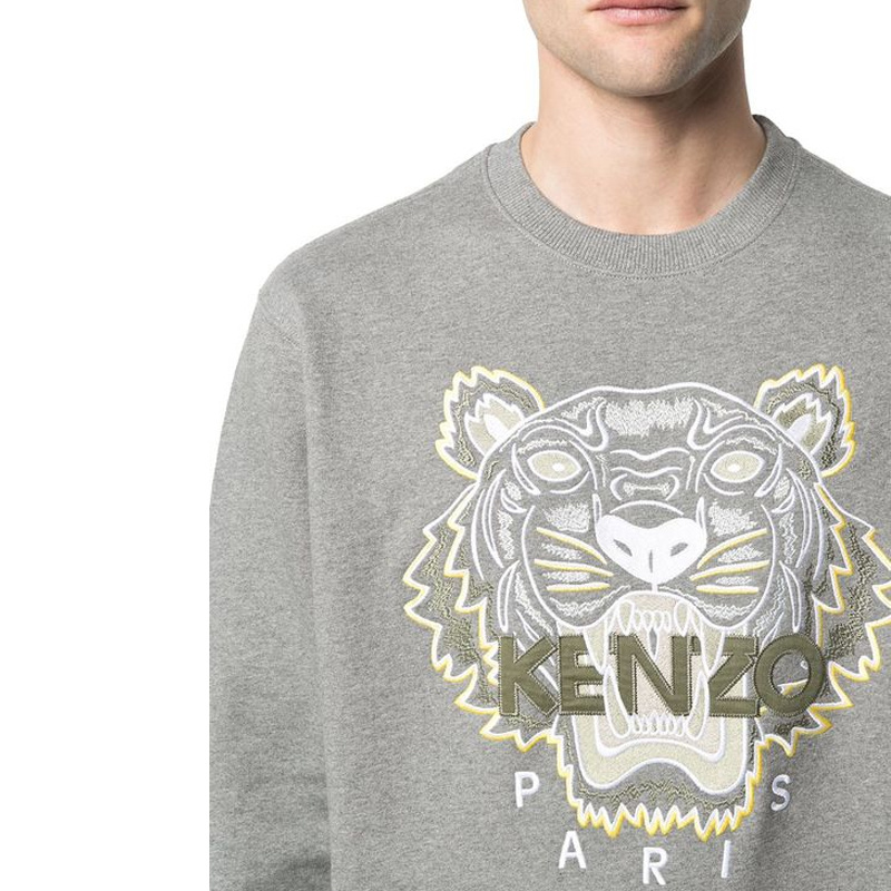 商品Kenzo|KENZO 男士灰色虎头圆领卫衣 FB55SW1104XA-95,价格¥1234,第4张图片详细描述