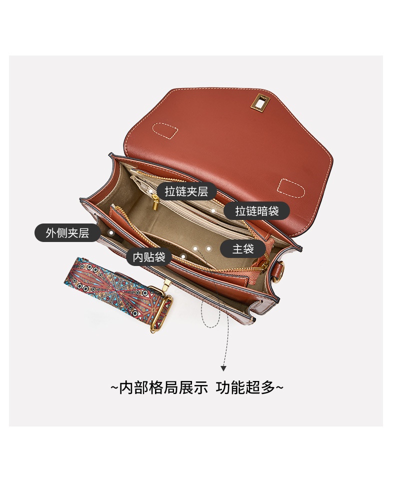 商品[国内直发] GLENVINTEN|格岚云顿真皮植鞣牛皮新款高级简约时尚气质女包手提单肩斜挎邮差包,价格¥457,第10张图片详细描述