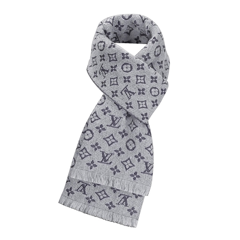 商品Louis Vuitton|【预售十天】路易威登新款 经典老花系列 男士浅灰色羊毛围巾M70932,价格¥4362,第2张图片详细描述