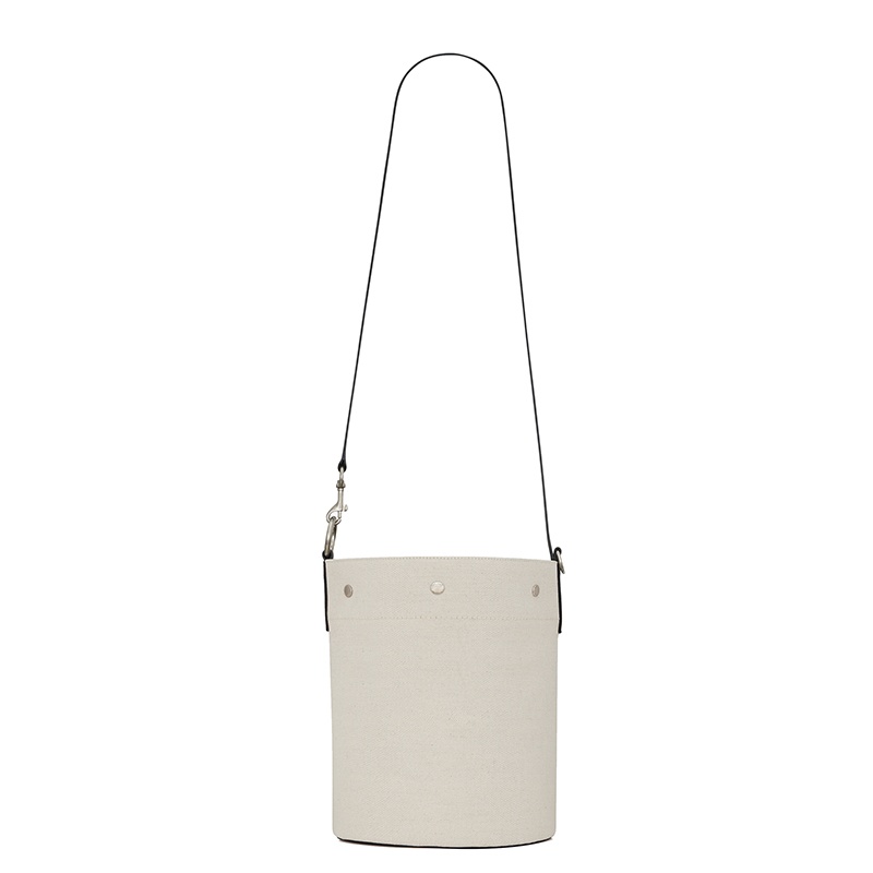商品Yves Saint Laurent|SAINT LAURENT PARIS/圣罗兰 YSL 秋冬新款 RIVE GAUCHE系列 女士白色亚麻按扣闭合单肩斜挎水桶包669299FAAAZ9024,价格¥11387,第4张图片详细描述