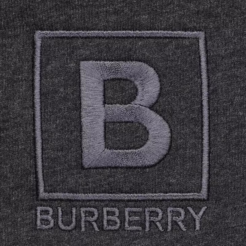 商品Burberry|BURBERRY/博柏利 男士深灰色棉质徽标印拉链宽松连帽夹克80618551,价格¥1767,第3张图片详细描述