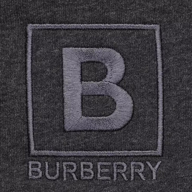 商品Burberry|BURBERRY/博柏利 男士深灰色棉质徽标印拉链宽松连帽夹克80618551,价格¥1727,第3张图片详细描述