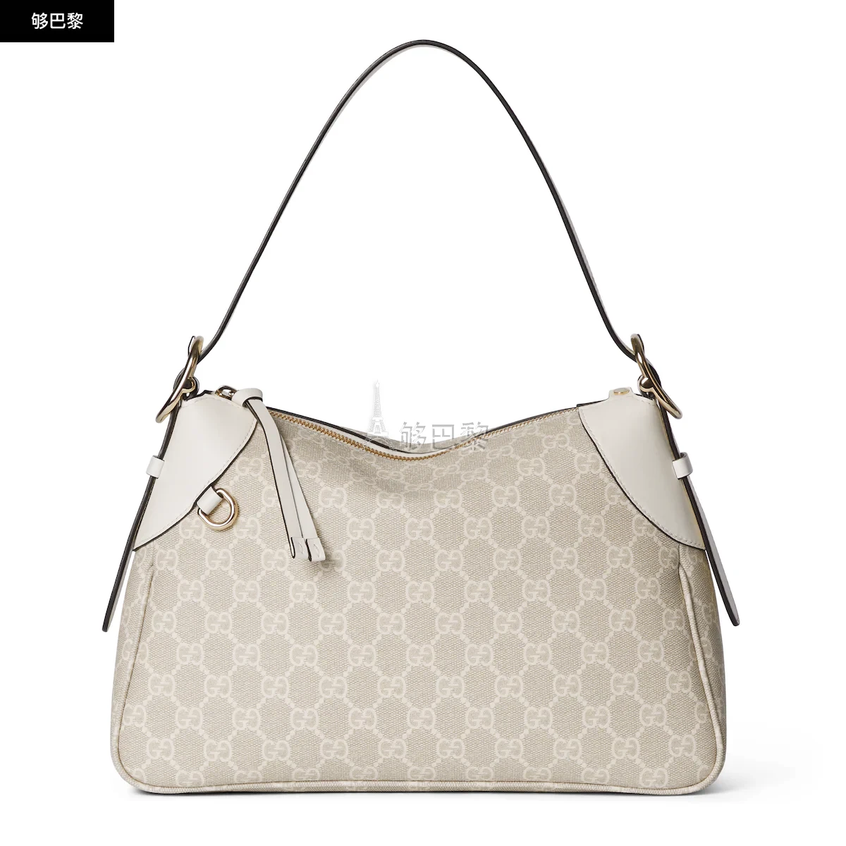商品Gucci|【预售】 古驰 24秋冬 女士 单肩包 GG EMBLEM系列中号肩背包 815216 FAD6L 9641,价格¥16586,第2张图片详细描述