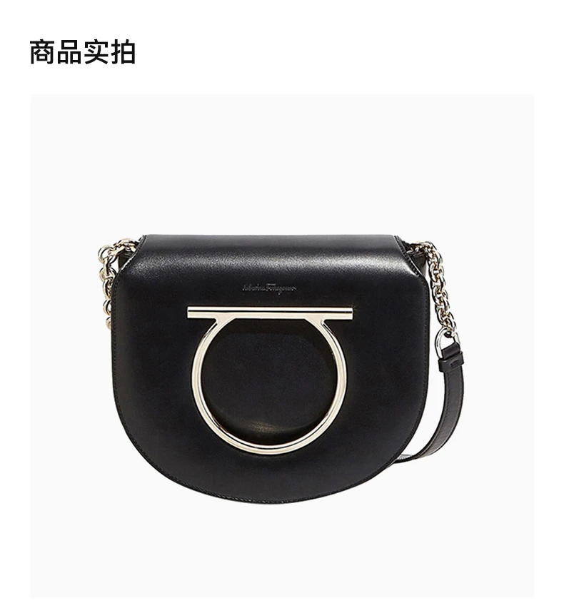 商品[国内直发] Salvatore Ferragamo|Salvatore Ferragamo 菲拉格慕 女士黑色牛皮单肩斜挎包 21-G998-691246,价格¥6150,第4张图片详细描述