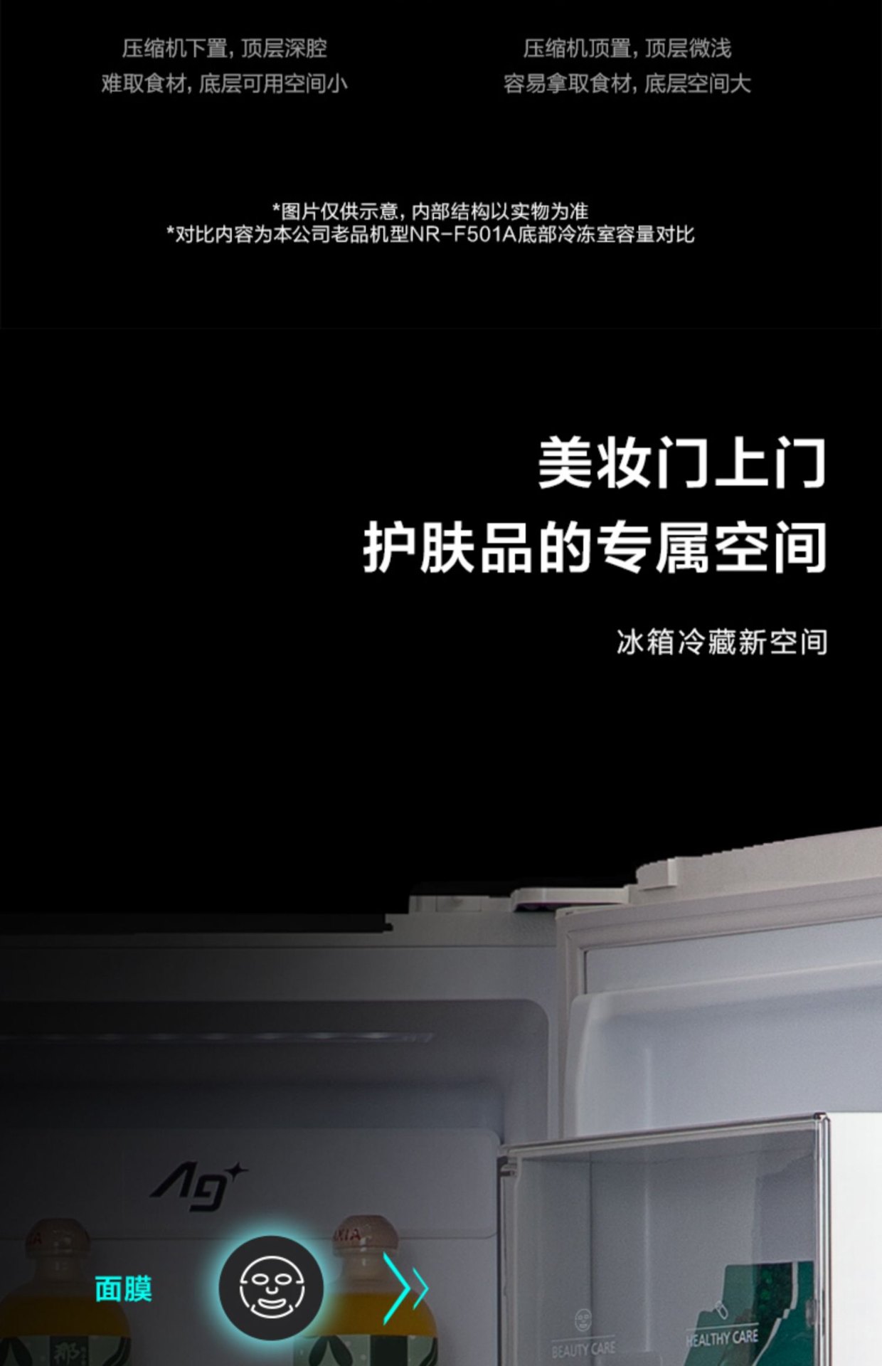 商品[国内直发] Panasonic|Panasonic/松下对开门家用风冷无霜纤薄嵌入大容量电冰箱NR-TB57BPA-W,价格¥4122,第11张图片详细描述
