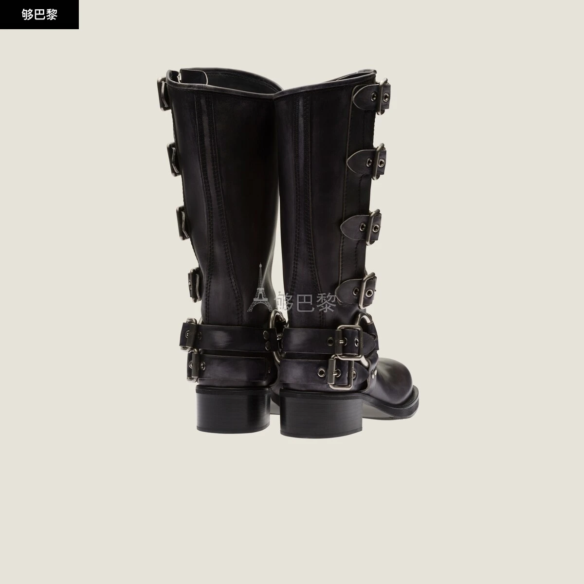商品Miu Miu|【预售】 缪缪 24秋冬 女士 高筒靴 Bottes en cuir 5W792D_3F33_F0002_F_A050,价格¥17831,第5张图片详细描述