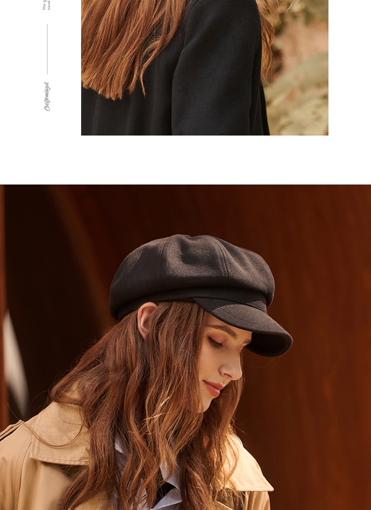 商品[国内直发] GLENVINTEN|贝雷帽女秋冬时尚保暖冬季帽子纯色八角帽百搭鸭舌帽,价格¥132,第12张图片详细描述