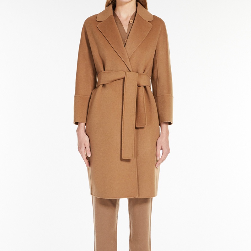 商品Max Mara|MaxMara/麦丝玛拉 女士驼色初剪羊毛系带中款大衣,价格¥3676,第6张图片详细描述